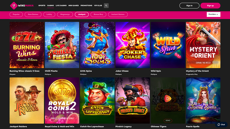 WinsMania — Jackpot games