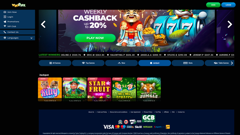 Winspark — Jackpot games
