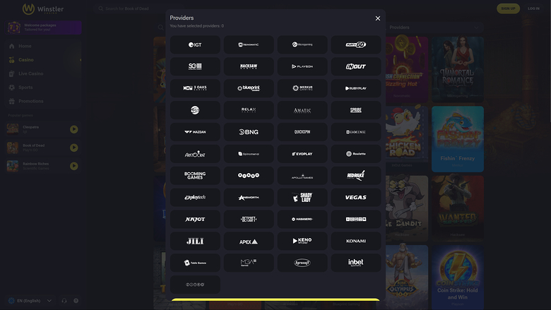 Winstler Casino — Games by studio