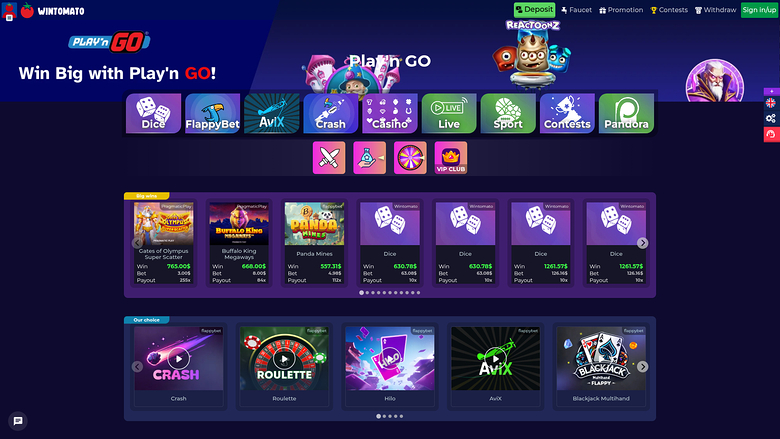 Wintomato Casino — Homepage