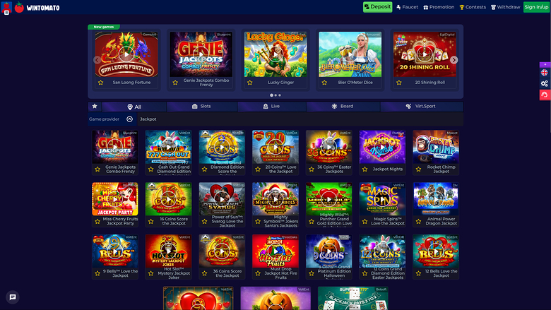 Wintomato Casino — Jackpot games
