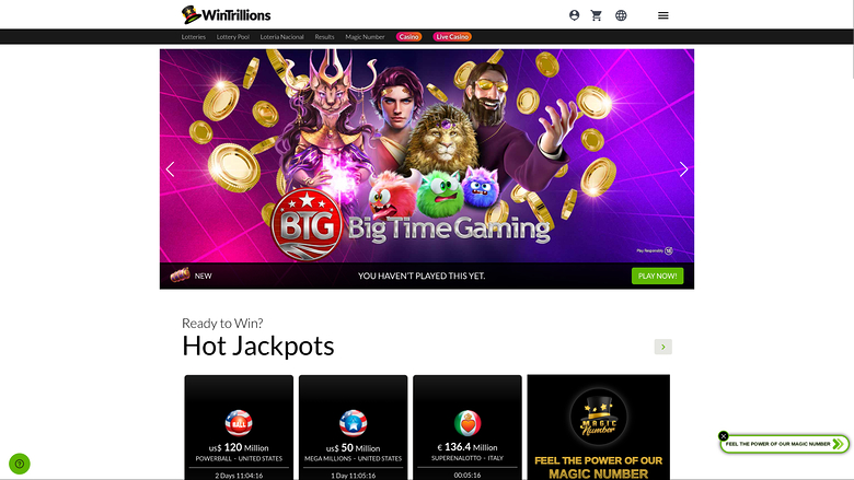 WinTrillions Casino — Homepage