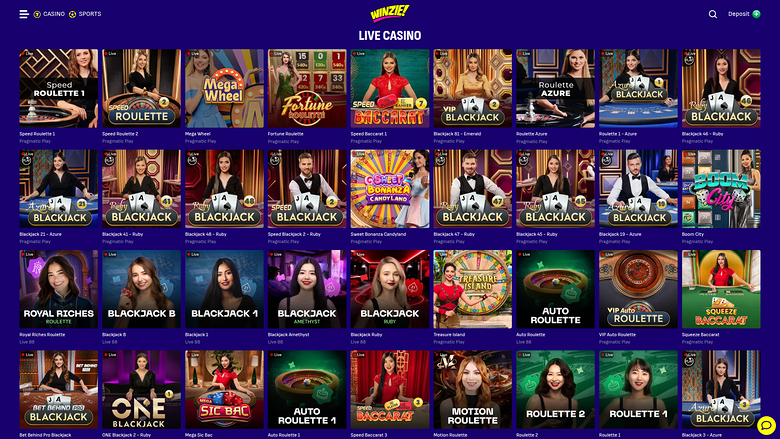 Winzie — Live dealer lobby