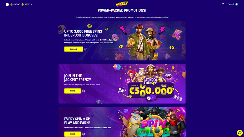 Winzie — Promotions page