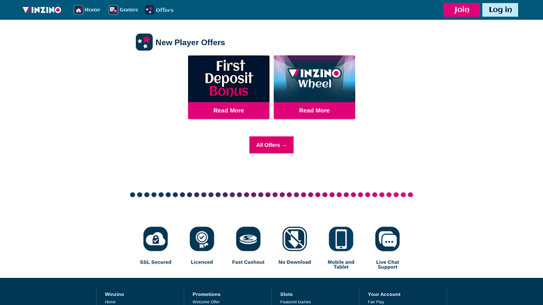Winzino Casino — Promotions page