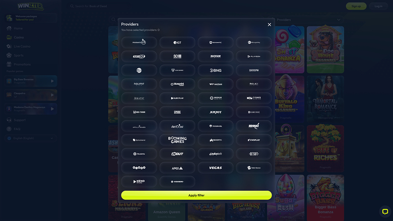 Winzter Casino — Games by studio