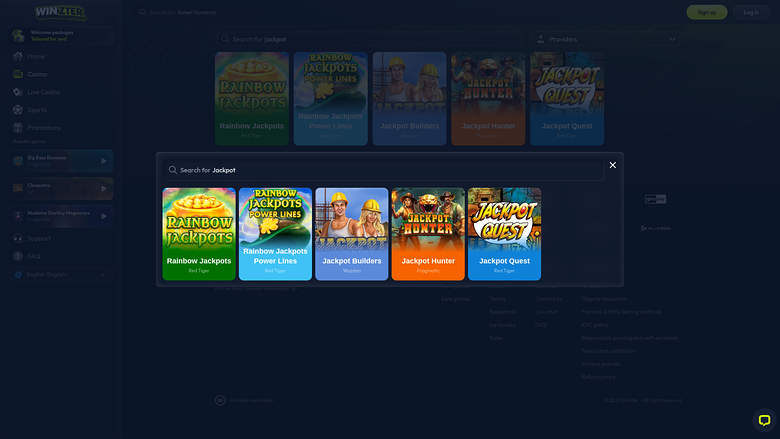 Winzter Casino — Jackpot games
