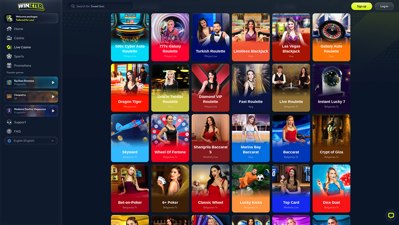Winzter Casino — Live dealer lobby