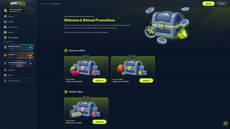 Winzter Casino — Promotions page