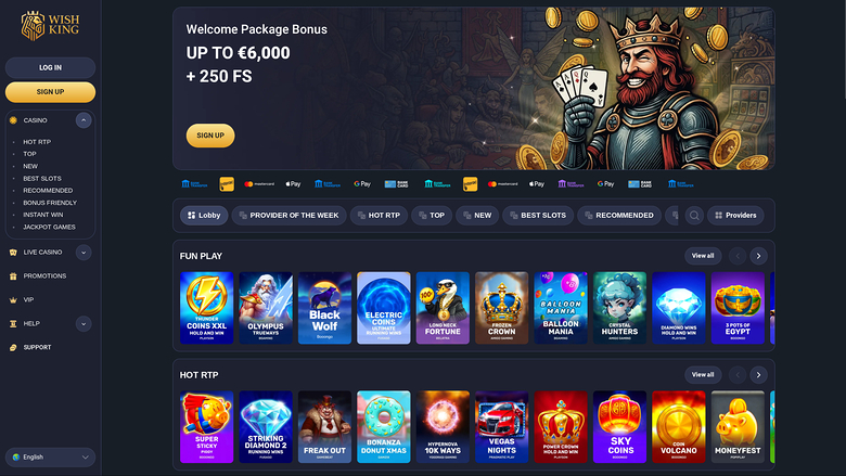 Wishking Casino — Homepage