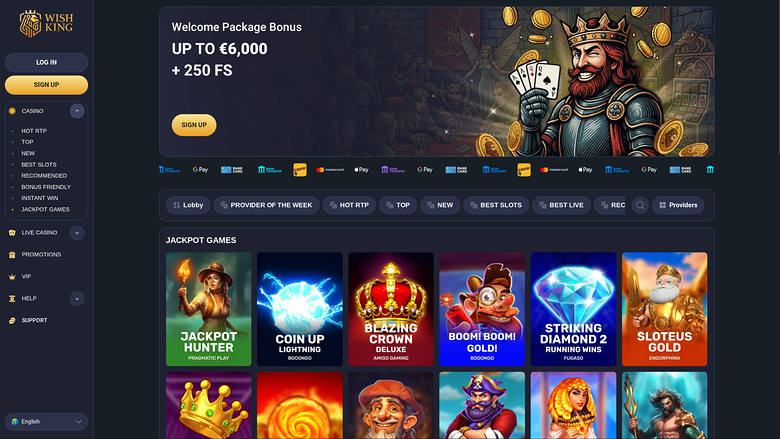 Wishking Casino — Jackpot games