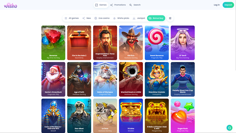 Wisho Casino — Bonus page