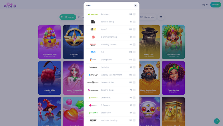 Wisho Casino — Games by studio
