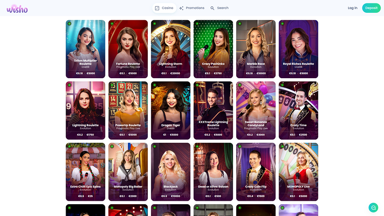 Wisho Casino — Live dealer lobby