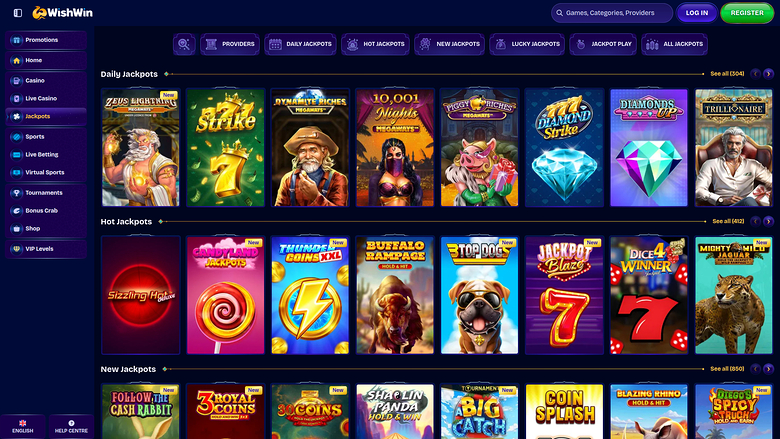 WishWin Casino — Jackpot games
