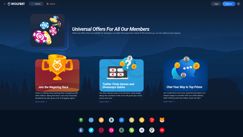 Wolf.Bet Casino — Promotions page