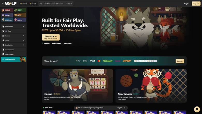 Wolf.io Casino — Homepage