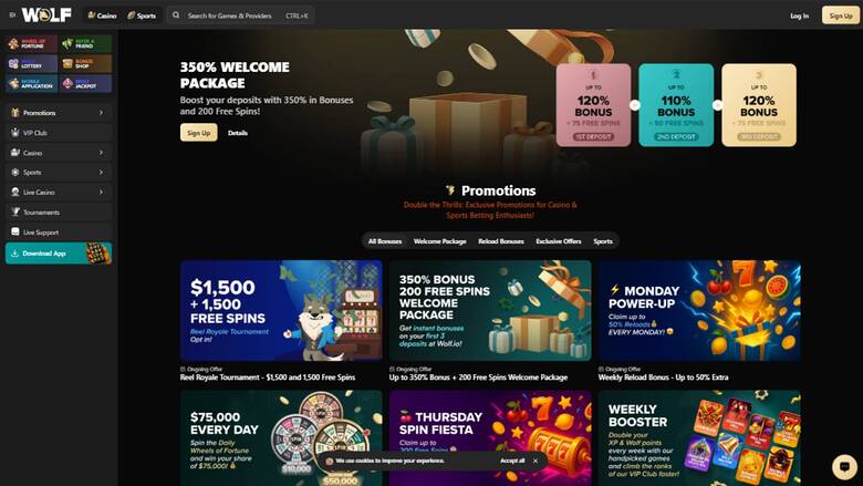 Wolf.io Casino — Promotions page