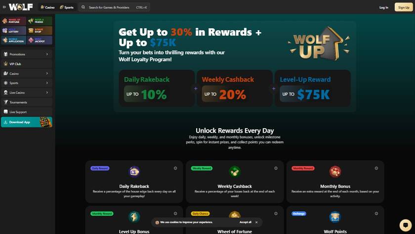 Wolf.io Casino — VIP section