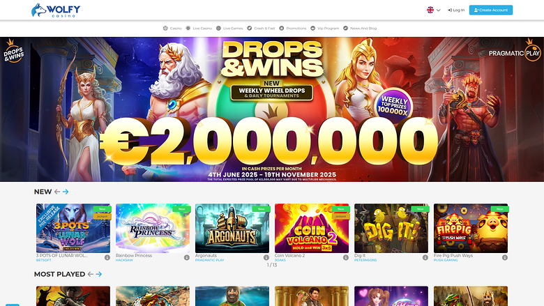 Wolfy Casino — Homepage