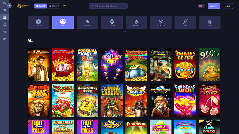 Wombat Casino — Games lobby