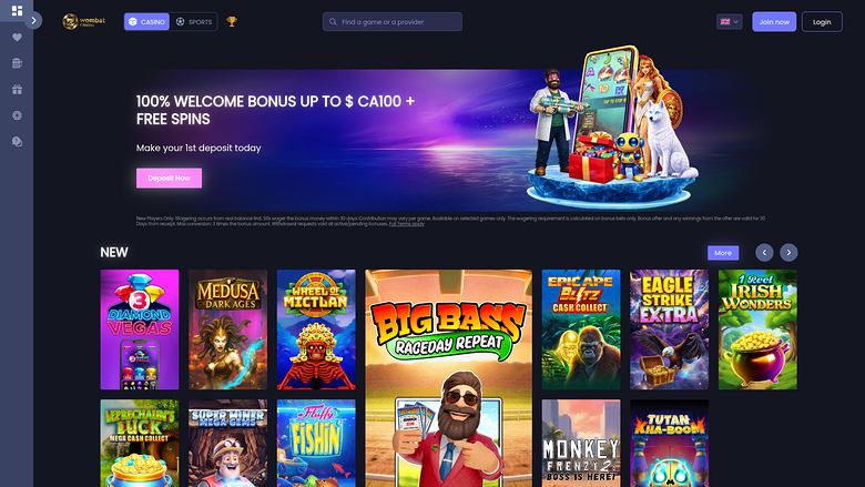 Wombat Casino — Homepage