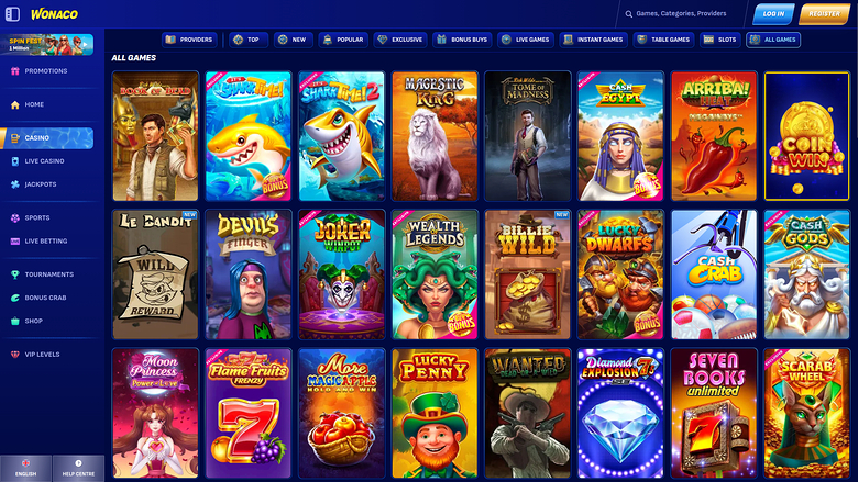 Wonaco Casino — Games lobby