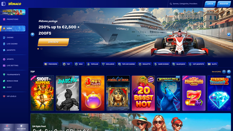 Wonaco Casino — Homepage