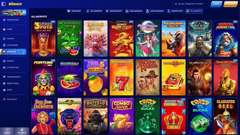 Wonaco Casino — Jackpot games