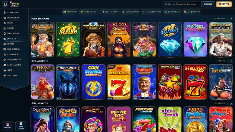 WonderLuck Casino — Jackpot games