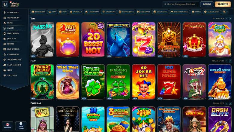 WonderLuck Casino — Games lobby