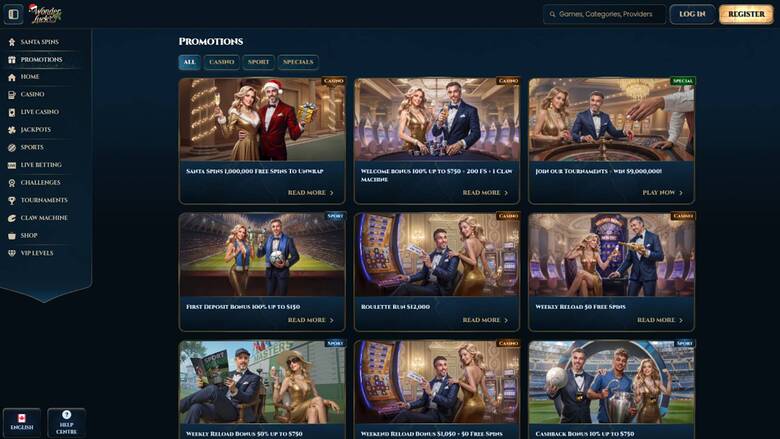 WonderLuck Casino — Promotions page