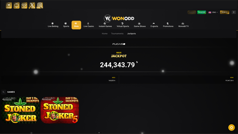 Wonodd Casino — Jackpot games
