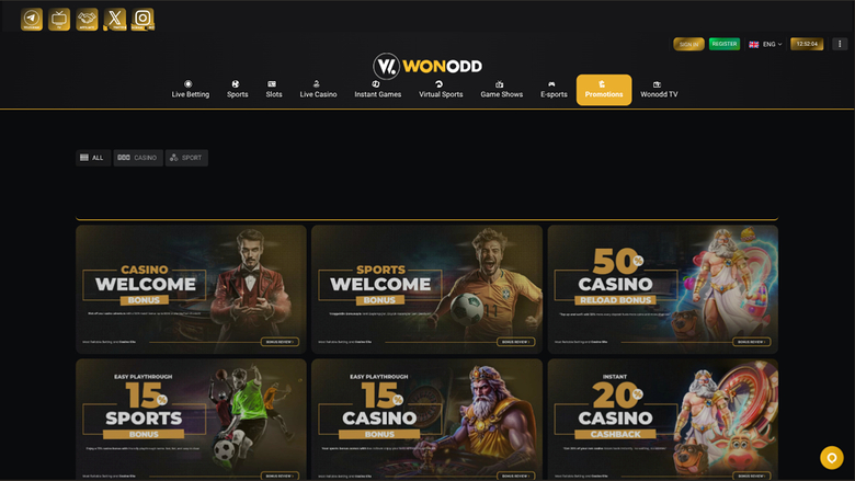 Wonodd Casino — Promotions page
