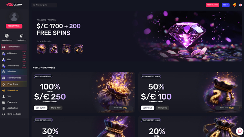 Woo Casino — Promotions page