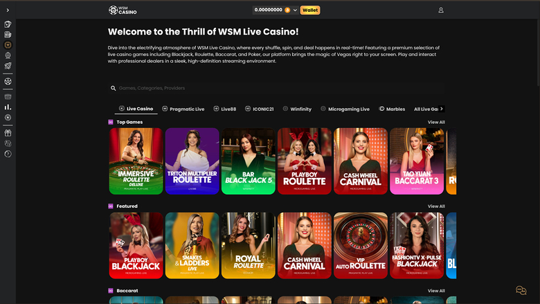 WSM Casino — Live dealer lobby