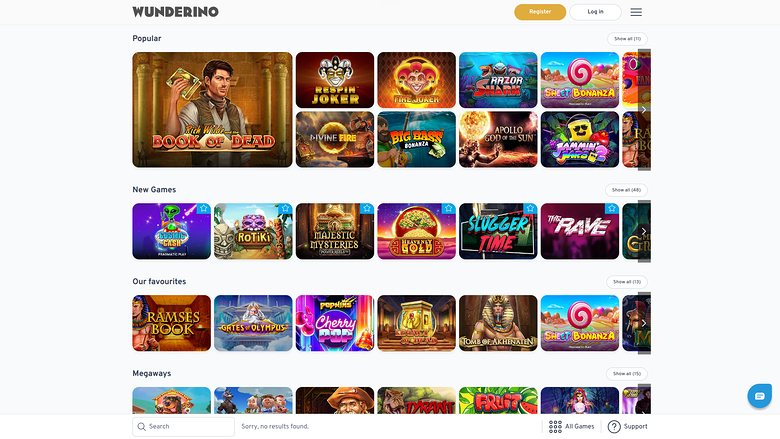 Wunderino Casino — Games lobby