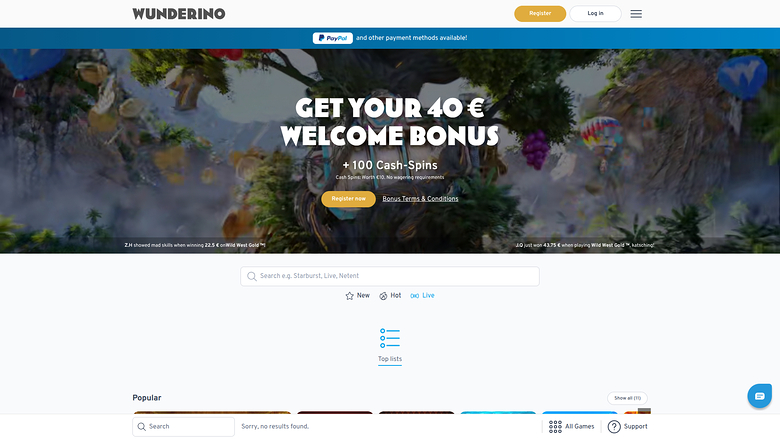 Wunderino Casino — Homepage