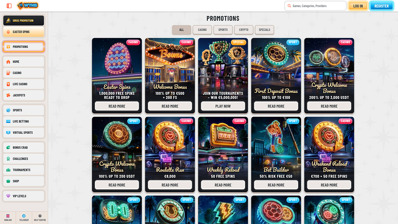 Wyns Casino — Promotions page