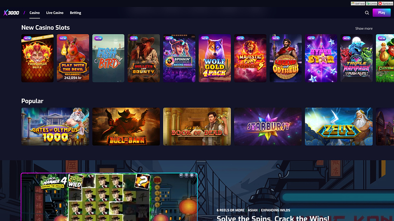 X3000 — Games lobby