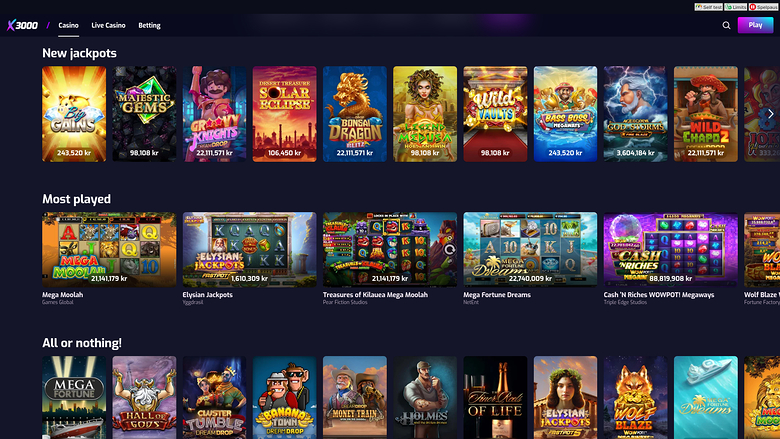 X3000 — Jackpot games