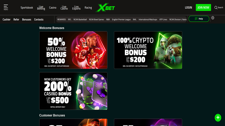 Xbet Casino — Promotions page