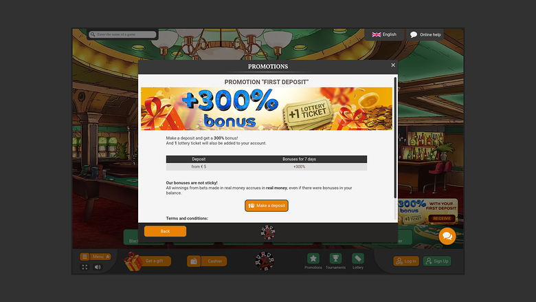 Xcasino — Promotions page
