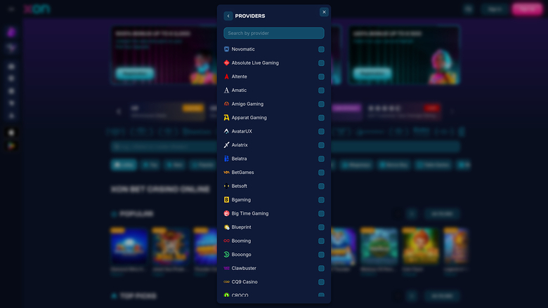 XonBet Casino — Games by studio