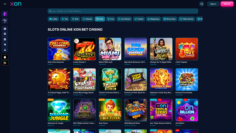 XonBet Casino — Games lobby