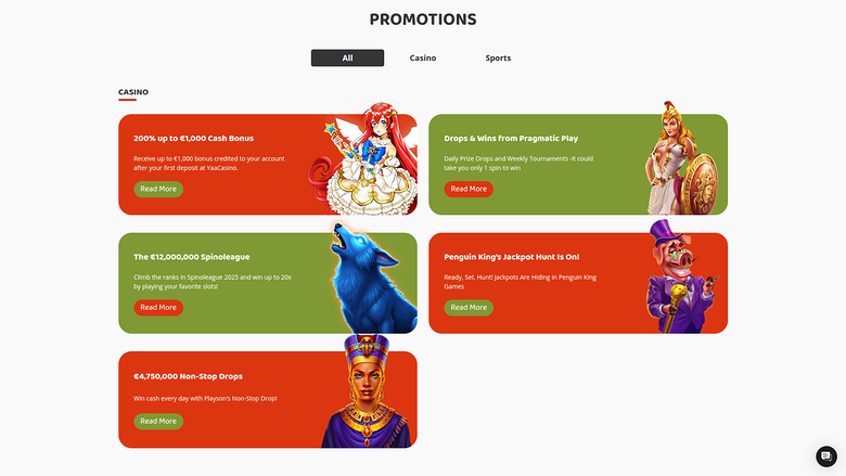 Yaa Casino — Promotions page