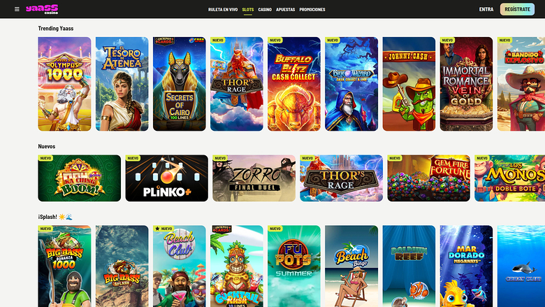 Yaass Casino — Games lobby