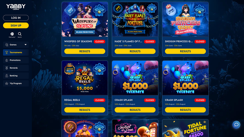Yabby Casino — Tournaments