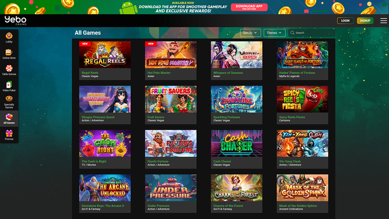 Yebo Casino — Games lobby
