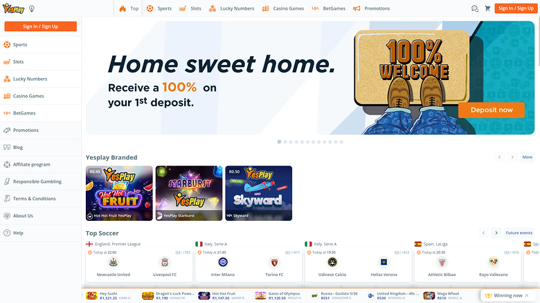 YesPlay Casino — Homepage
